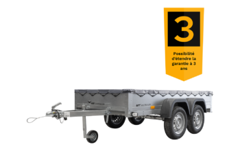 remolque unitrailer 264/2 kipp con rueda giratoria, varilla de soporte de lona y lona plana gris